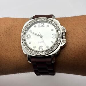 Silver & Brown Crystal Watch
